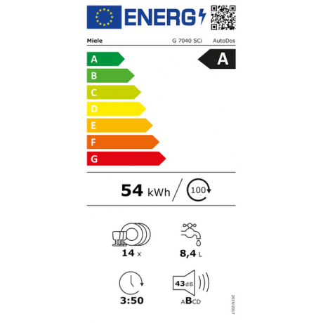 MIELE G 7040 SCi AutoDos Εντοιχιζόμενο Πλυντήριο Πιάτων 60cm Λευκό